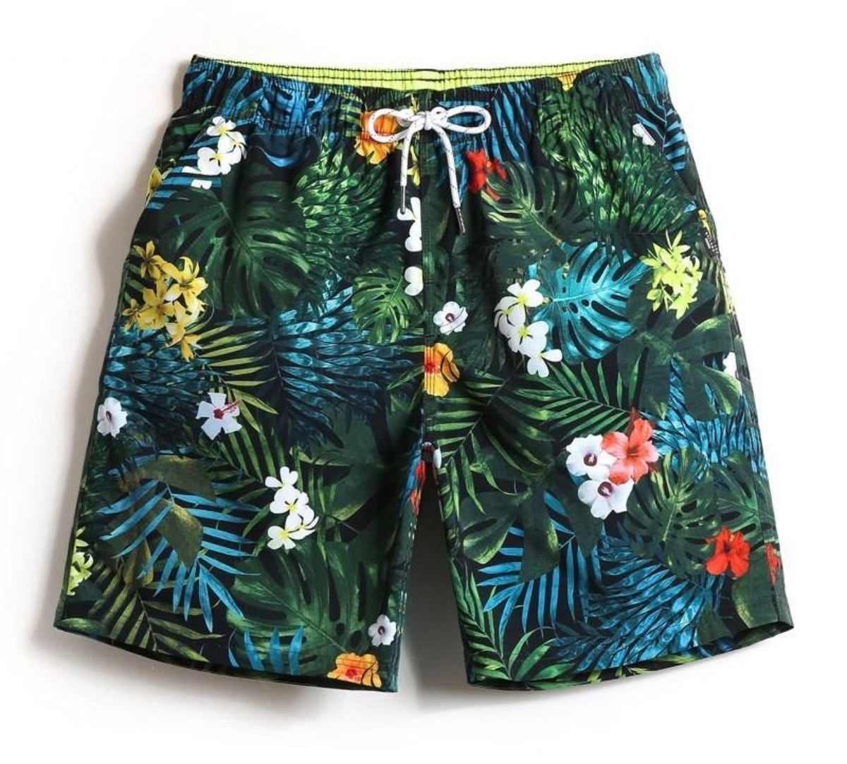 Men’s Tropical Print Swim Shorts – Quick-Dry Beach Board Shorts