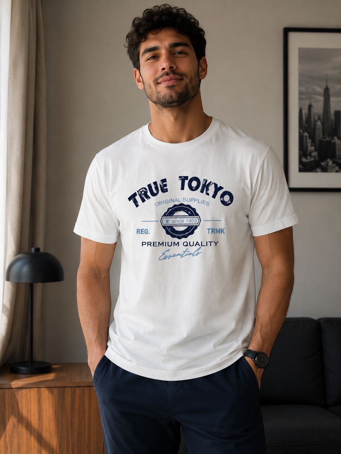 Men’s True Tokyo Graphic Print T-Shirt – Premium Cotton Casual Short Sleeve Tee