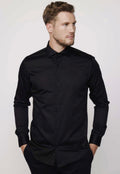 Men’s Premium Black Dress Shirt – Slim Fit Long Sleeve Button-Up Formal Shirt