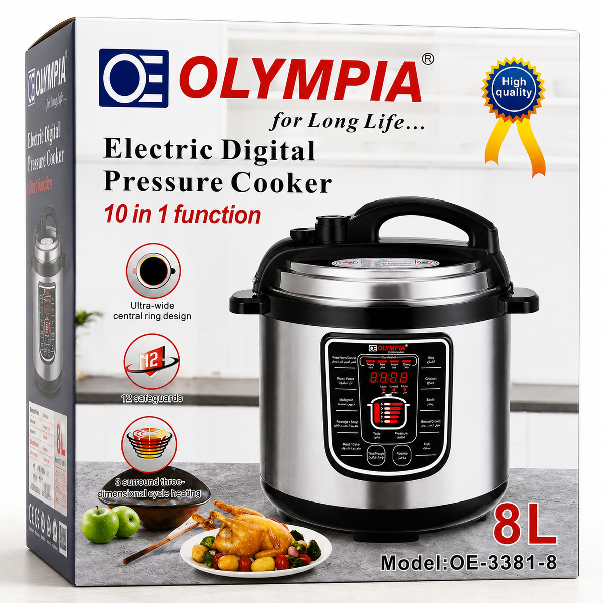 Olympia 8L Digital Pressure Cooker – 10-in-1