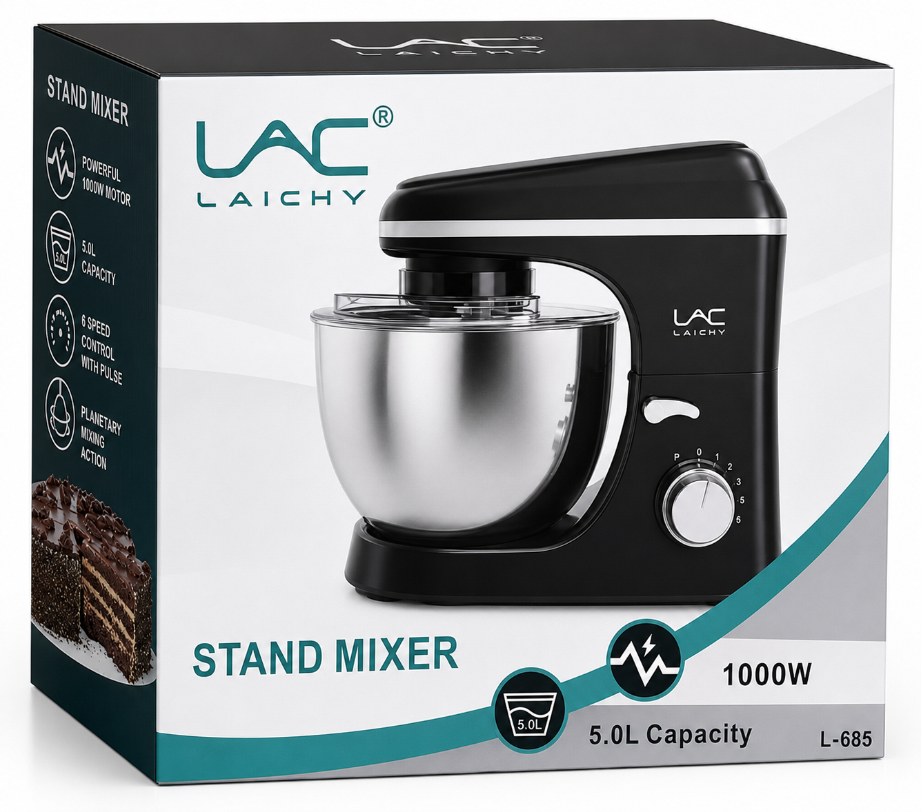 LAC Laichy Stand Mixer 1000W – 5L Stainless Steel Bowl