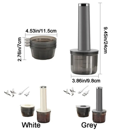 Plastic Electric Meat Grinder Powerful Motor Efficient Cordless Vegetable Chopper USB Rechargeable Electric Food Chopper