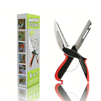 Dobeli Separable Stainless Steel Barbecue Steak Cutting Shear Household Vegetable Scissors 6 in 1 Multi Kitchen Tool Fruit Knife