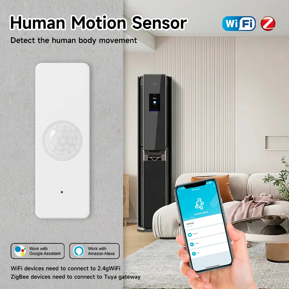 Tuya Smart Life PIR Motion Sensor WiFi Zigbee Human Infrared Detector Security Alarm Home Automation Works With Alexa Google